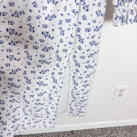 House of Harlow 1960 Linen Smocked Bodice Floral Midi Dress NWOT - Picture 4 of 6